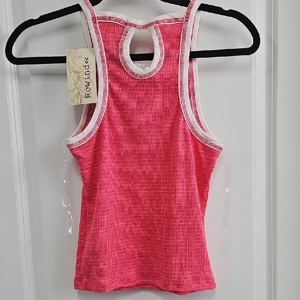 Rewind Pink Fitted Ribbed Tank Top - Picture 4 of 4